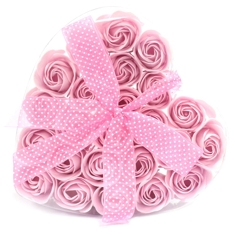 Set of 24 Soap Flower Heart Box - Pink Roses product image