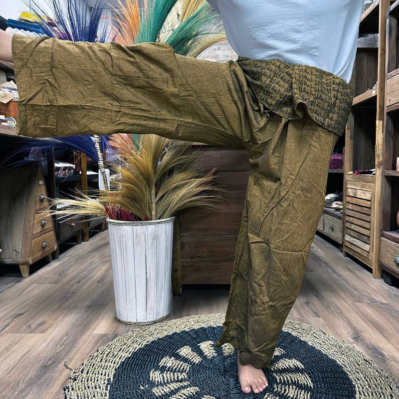 Yoga and Festival Pants - Thai Fisherman Mandala Mantra on Orange product image