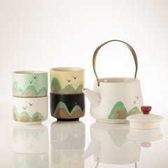 Thousand Miles - Tea Set - Four Cups - Ceremonial Cloth & Bamboo Grip