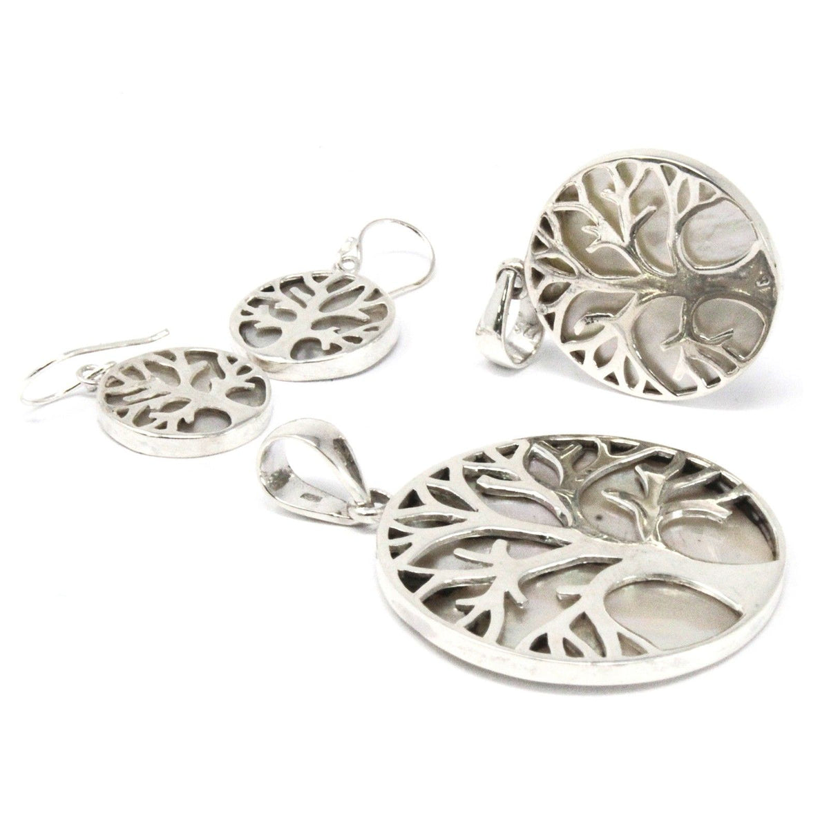 Tree of Life Silver Earrings 15mm - Mother of Pearl product image 4