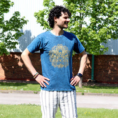Nomad Sari Stonewashed Cotton T-Shirt – Hamsa – Blue – Medium product image 4