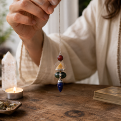 Four Elements Gemstone Pendulum - Red Jasper, Yellow Adventurine, Moss Agate, Sodalite & Moonstone product image 3