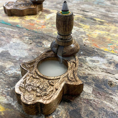 Sm Mango Wood Backflow Burner - Hamsa product image 4