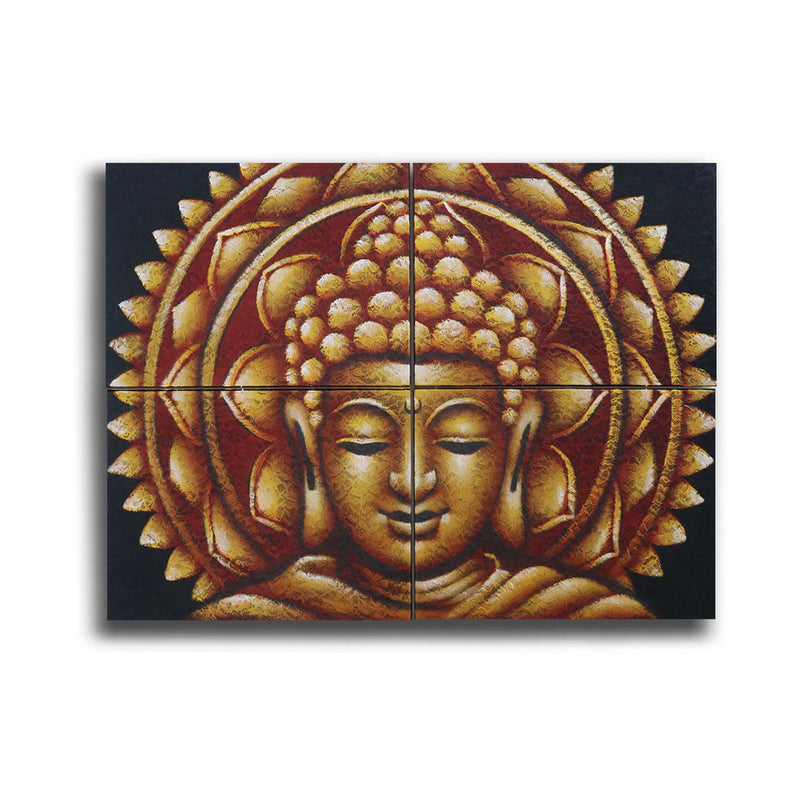Set of 4 Gold Buddha Mandala Brocade Detail 30x40cm product image
