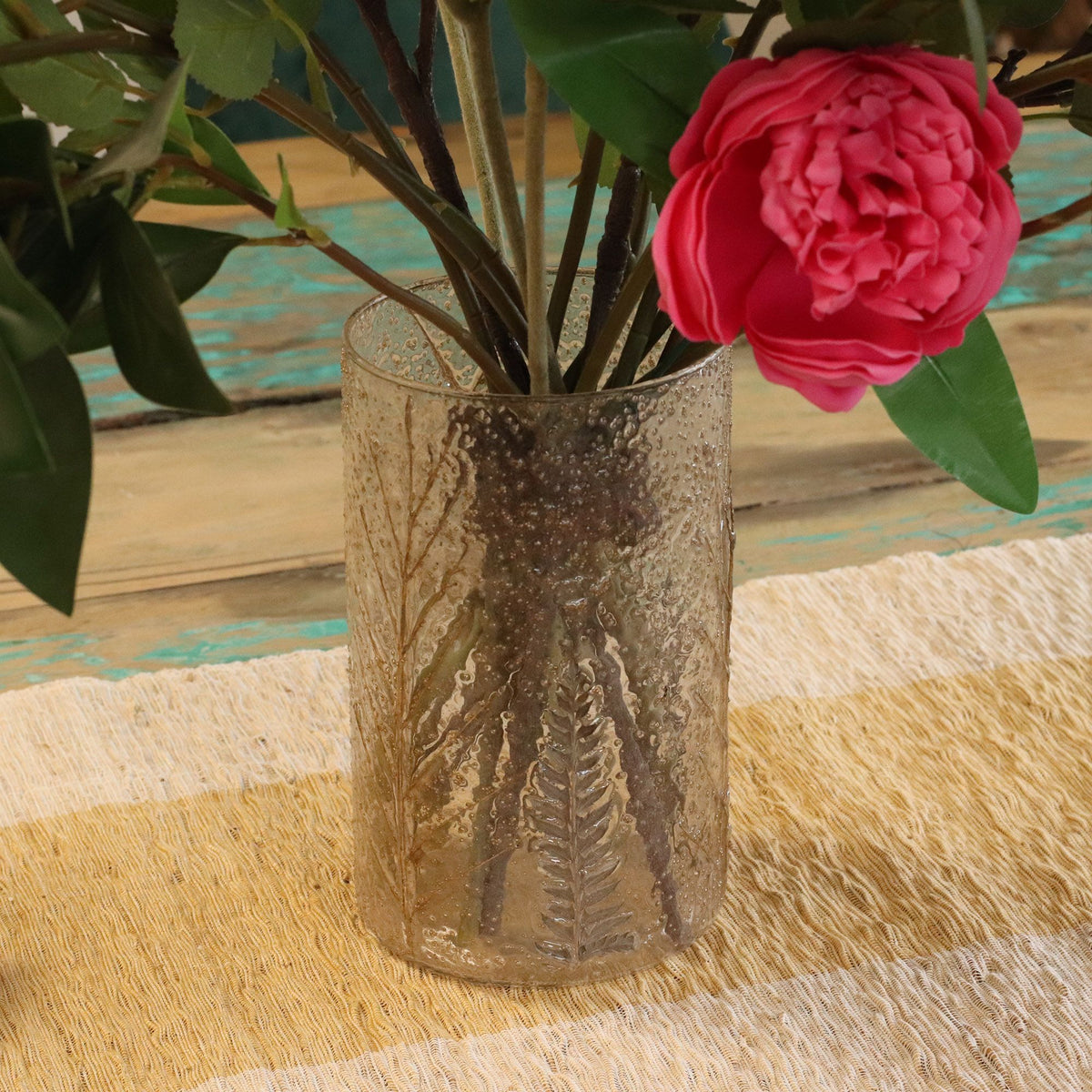 Natural Floral Glass - Tall Vase Candle Holder - Pino - (19x11cm) product image 4