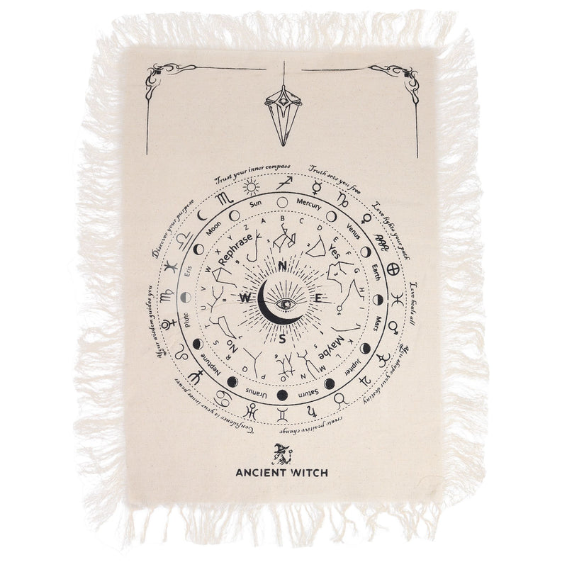 Ancient Witch Pendulum Divination Cloth - All Seeing Eye - Natural & Black product image