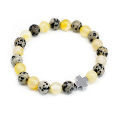 Set of 2 Gemstones Friendship Bracelets - Protection - Dalmatian Jasper & Yellow Agate product image 2