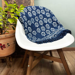 Handmade Indigo Throw - 170x120cm - Chhota Flower product image