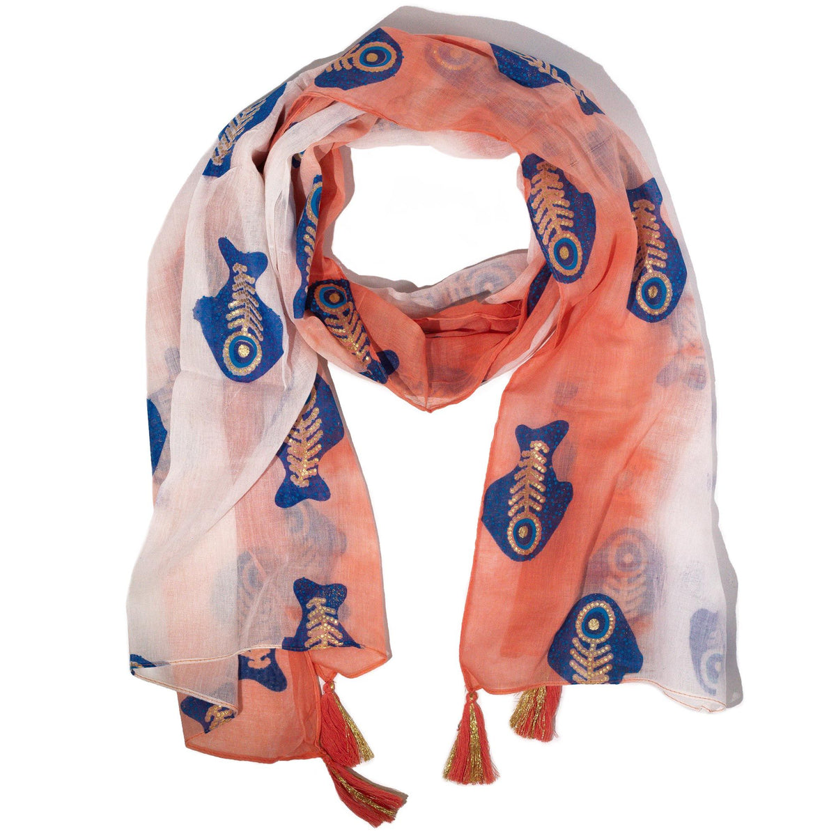 Nomad Sari Aqua Fish Scarf – Coral (180x50cm) product image