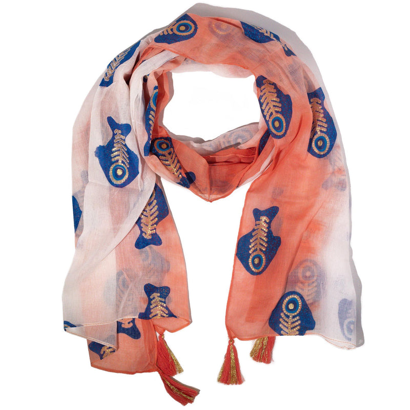 Nomad Sari Aqua Fish Scarf – Coral (180x50cm) product image