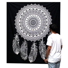 B&W Double Cotton Bedspread + Wall Hanging - Dreamcatcher product image 2