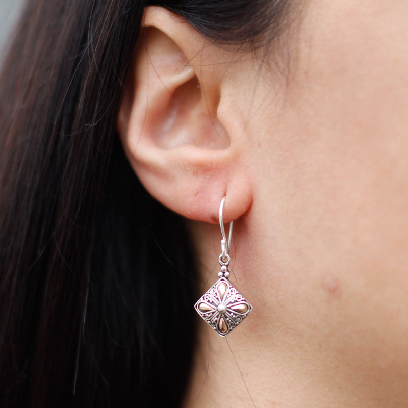 Silver & Gold Earring - Square Drop product image