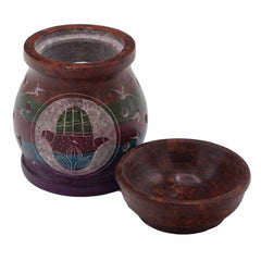 Soapstone Oil Burner 10cm - Hamsa - Five Colours product image 4