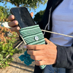 Phone Holder Bag Stripes Green - flower decor product image 2