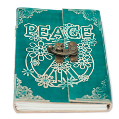 Leather Green Peace with Lock Notebook (7x5") product image 3