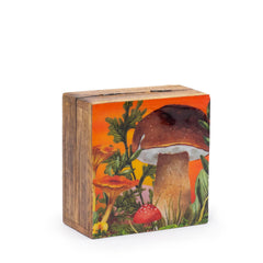 Small Enameled Square Box 10x10x4.2cm - Mushroom Design Maroon product image 2