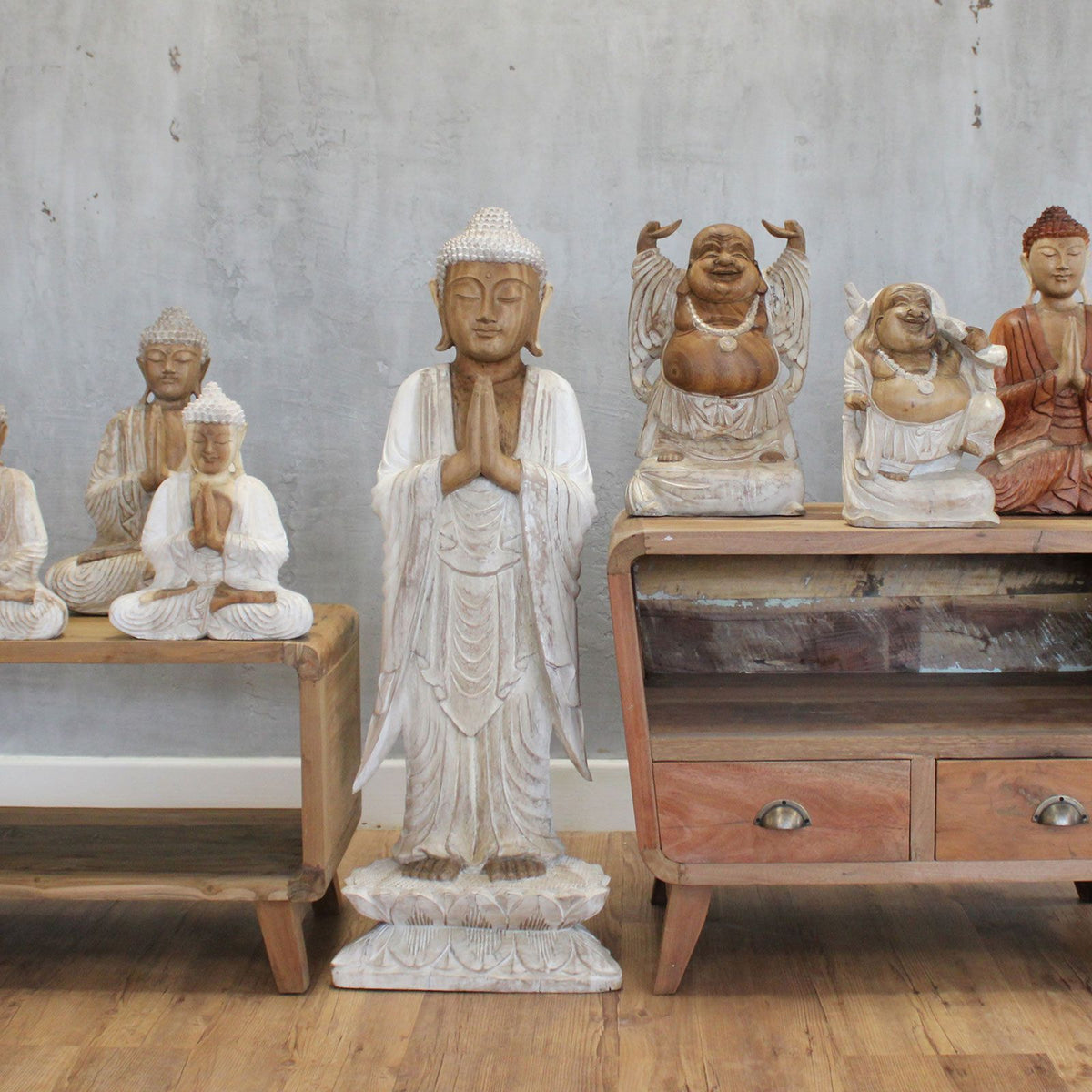 Buddha Statue Standing - Whitewash - 1m Welcome product image 3