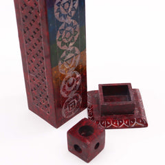 Soapstone Square Tower Incense Holder - 7 Charkras product image 3