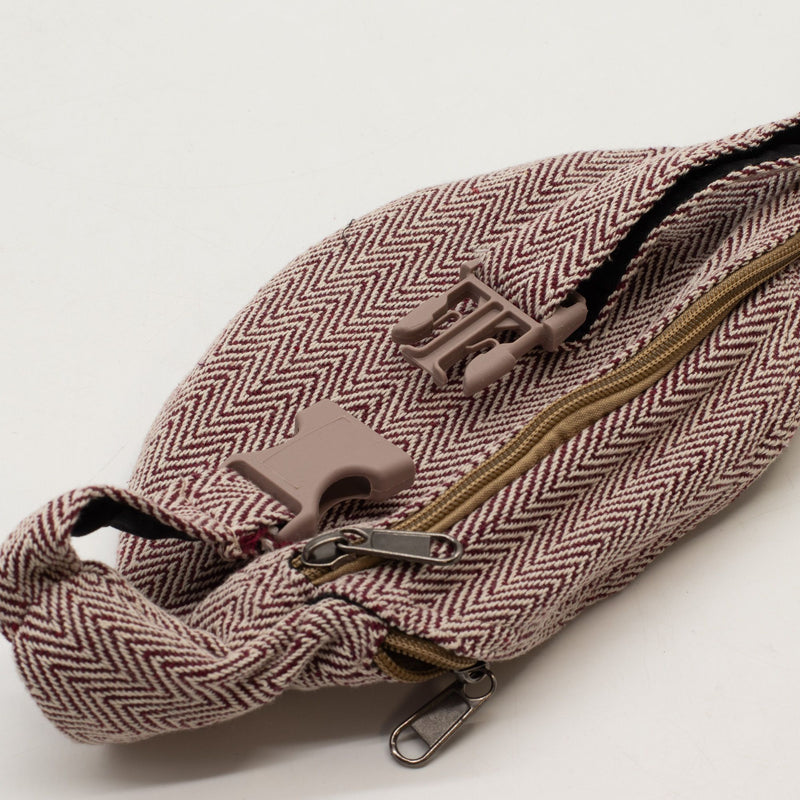 Cotton Hemp Style Belt (or Fanny) Bag - Wine