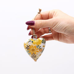Lrg Decor Wood Heart - Yellow Floral product image