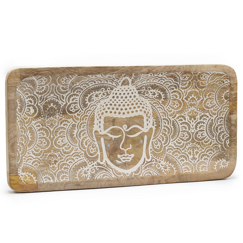 Long Tray 30x15x2.5cm - Buddha Face Whitewash product image