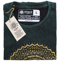 Nomad Sari Stonewashed Cotton T-Shirt – Mandala – Green – Large product image 2
