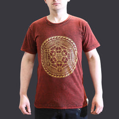 Nomad Sari Stonewashed Cotton T-Shirt – Chakra – Maroon – Small product image 2