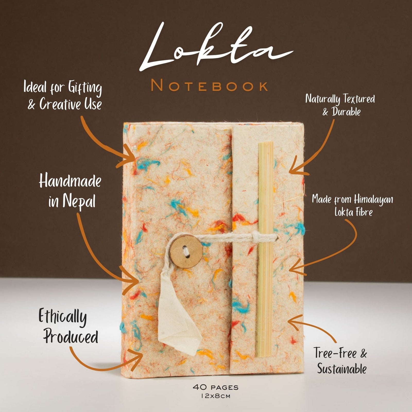 Lokta Mixed Colour Cotton Notebook – Mini (12x8cm) – 40 Leaves product image
