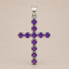 Indian Devotional Pendant - Silver Plated (45cm Chain)- Amethyst Crucifix product image 6