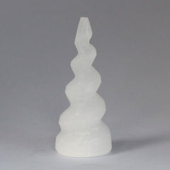 Selenite Spiral Unicorn Horn Tower - 10 cm product image 4