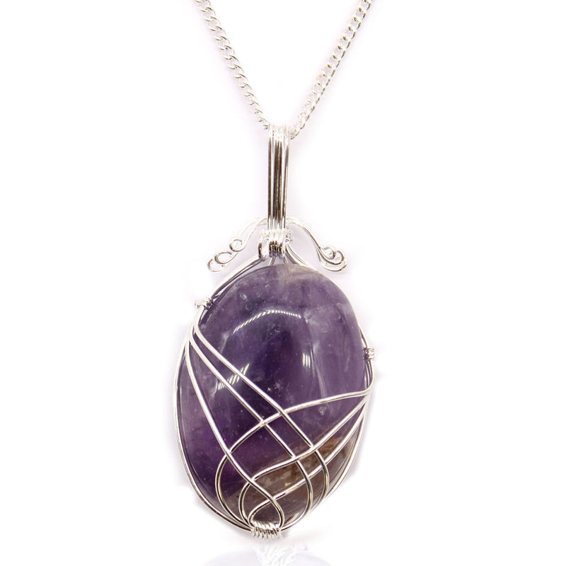 Swirl Wrapped Gemstone Necklace - Amethyst product image