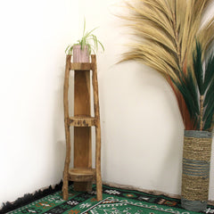 Natural Teak Corner Unit 3 Shelves - 90cm high product image 2