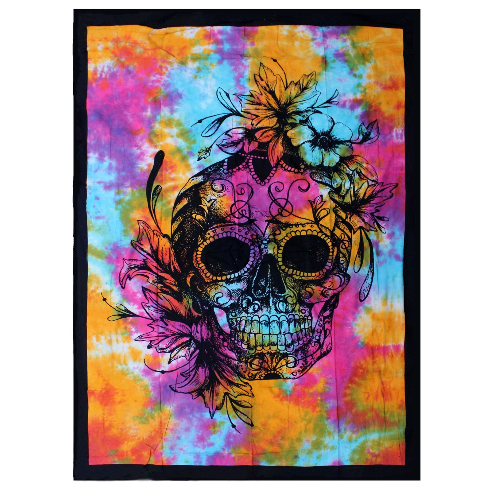 Single Cotton Bedspread + Wall Hanging - Day of Dead Skull product image