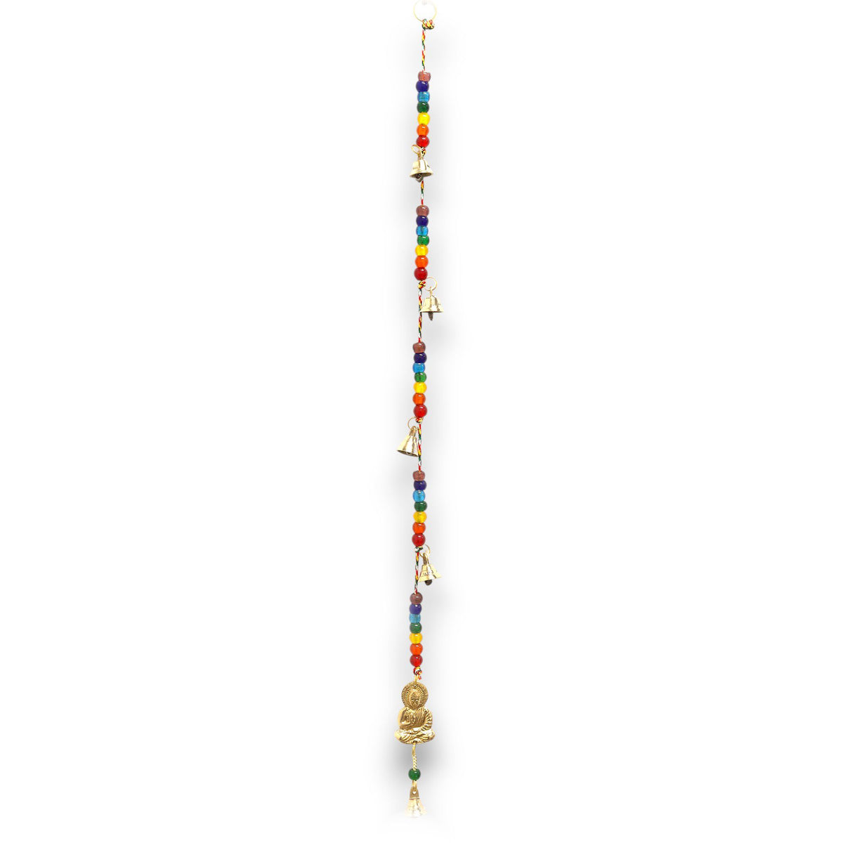 Indian Chimes - Brass Buddha with Chakra Beads String Bells 53cm product image 2