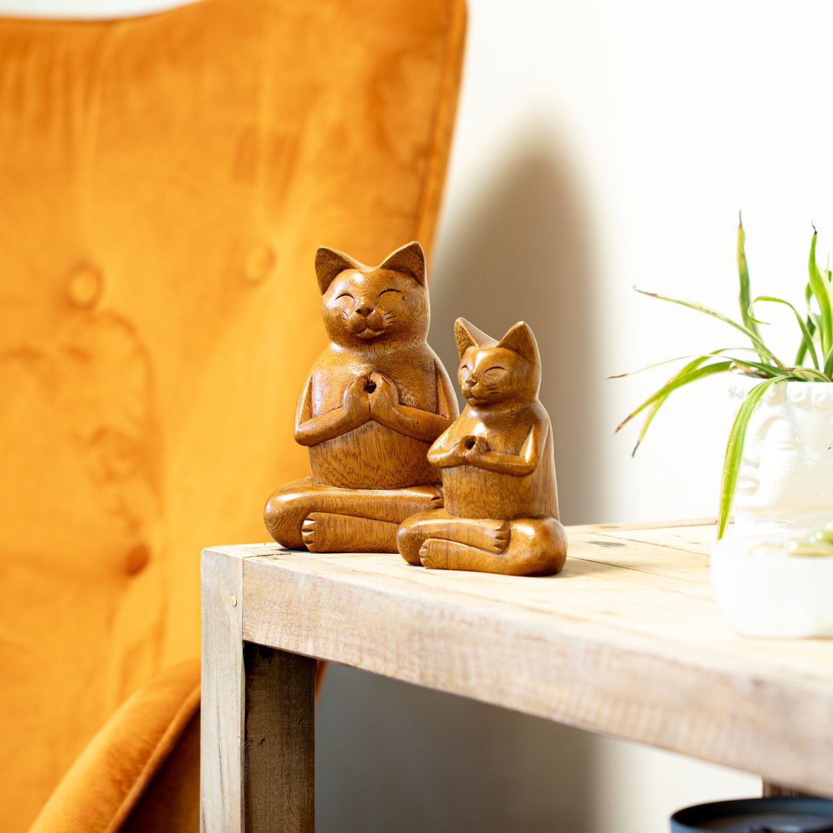 Wooden Carved Incense Burners - Lrg Yoga Cat product image 5