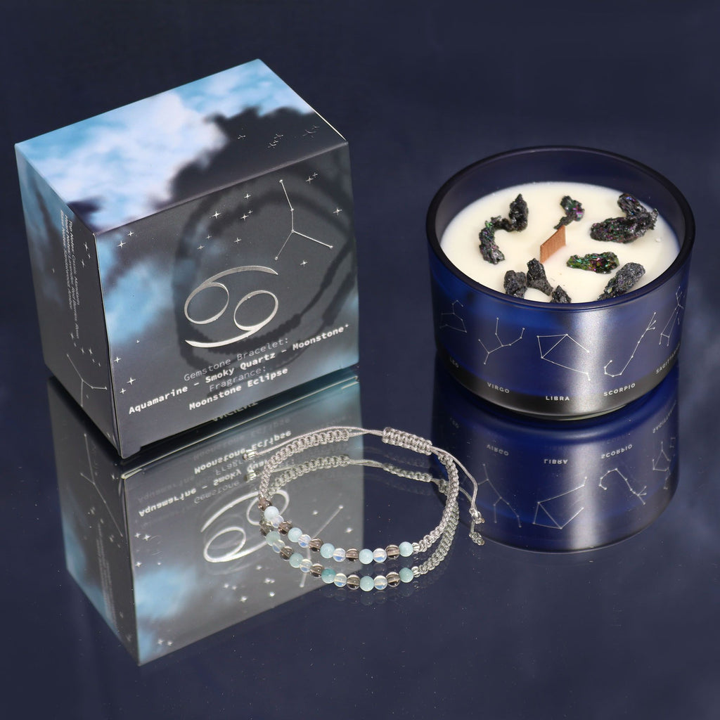 Zodiac Crystal Candle with Gemstone Bracelet - Cancer product image 6