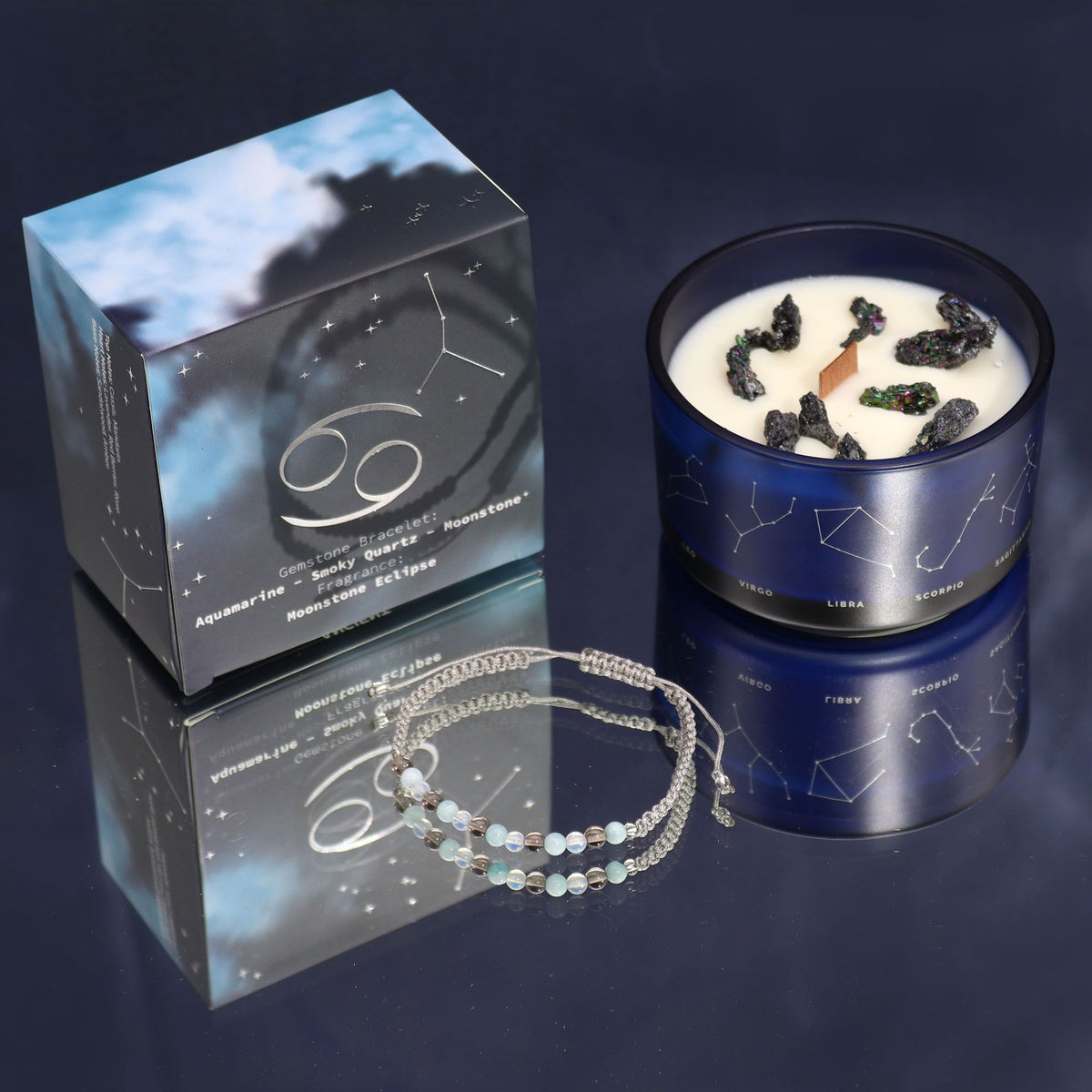 Zodiac Crystal Candle with Gemstone Bracelet - Cancer product image 6