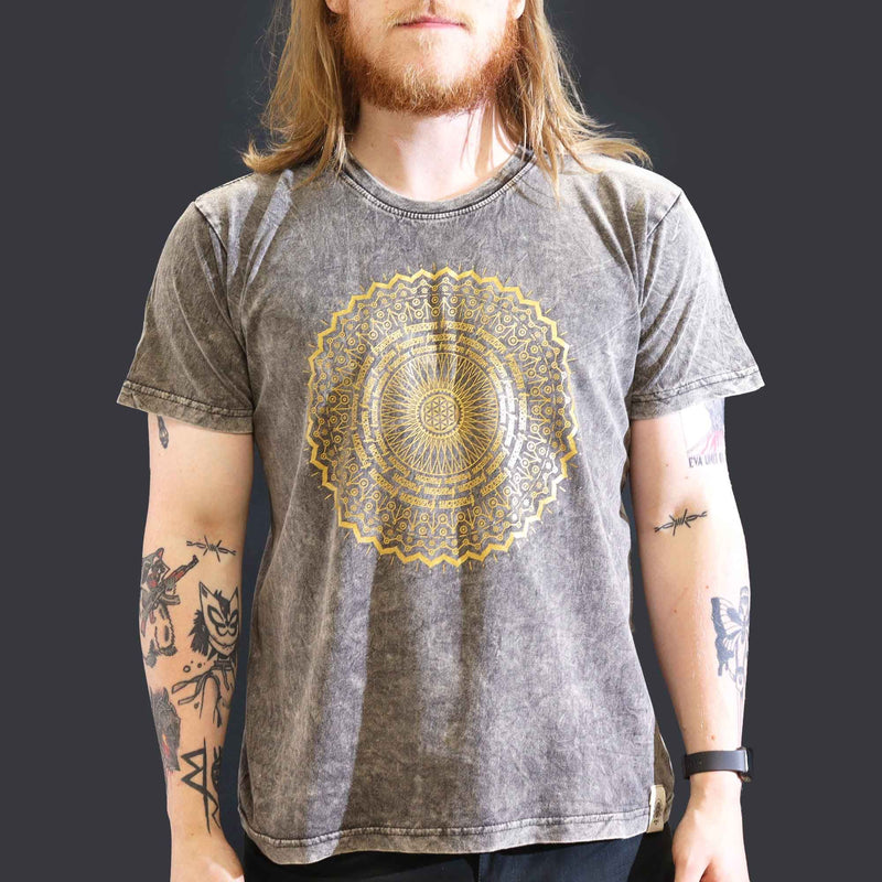 Nomad Sari Stonewashed Cotton T-Shirt – Mandala – Dark Grey – Large product image
