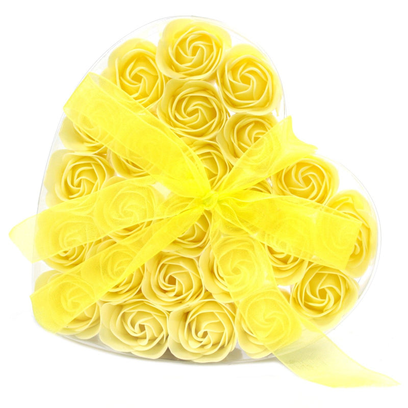Set of 24 Soap Flower Heart Box - Yellow Roses product image