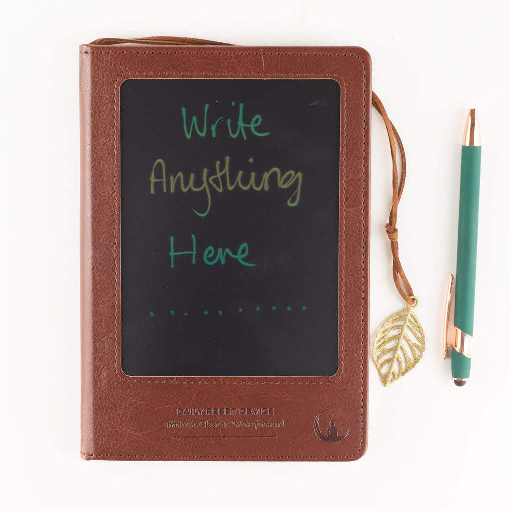 A5 Intention Note Book - LCD Wipe Screen - Brown Leather Effect - 80 Leafs - product image 7