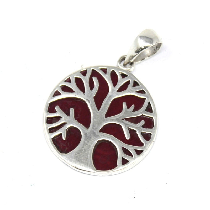 Tree of Life Silver Pendant 22mm - Coral Effect product image