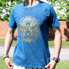 Nomad Sari Stonewashed Cotton T-Shirt – Hamsa – Blue – Medium product image 3