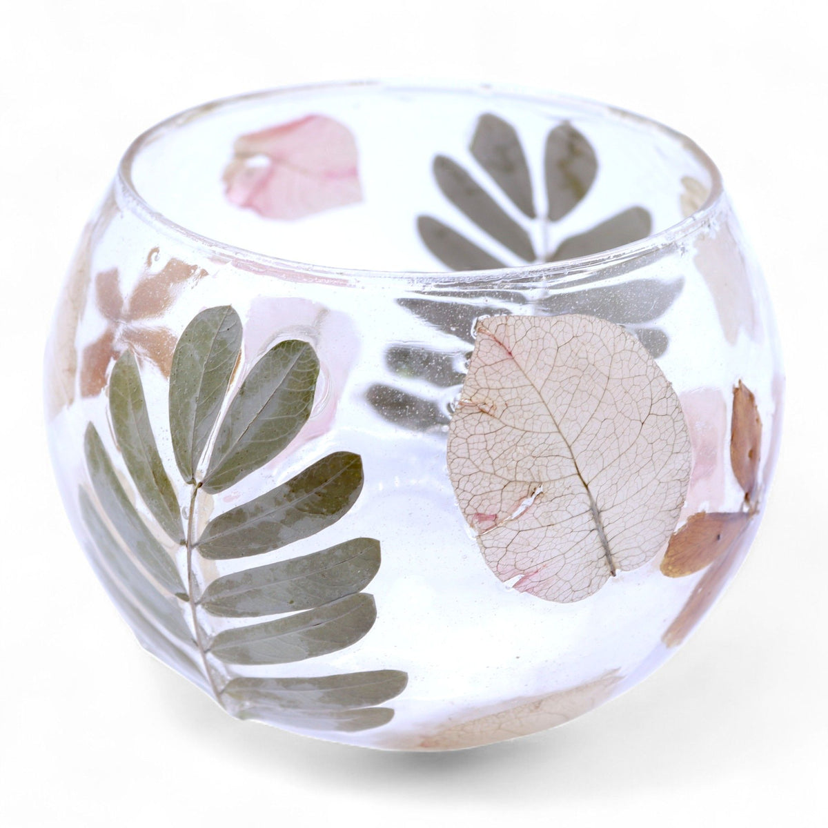 Natural Floral Glass - Bowl Candle Holder - Primavera - (8x10cm) product image