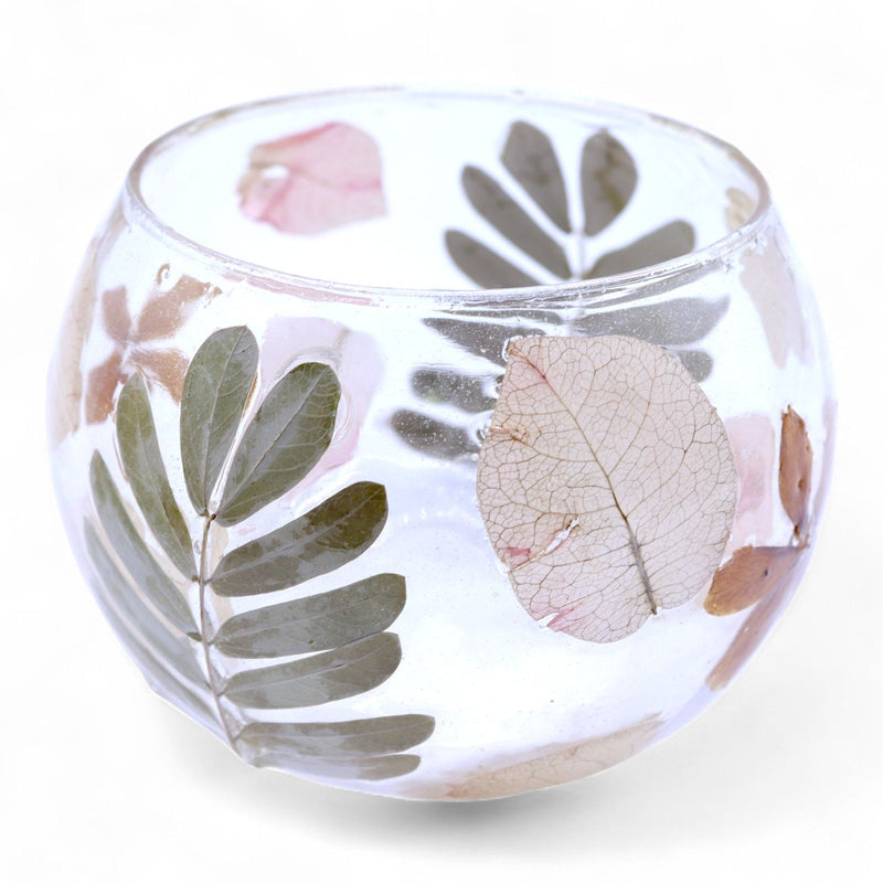 Natural Floral Glass - Bowl Candle Holder - Primavera - (8x10cm) product image