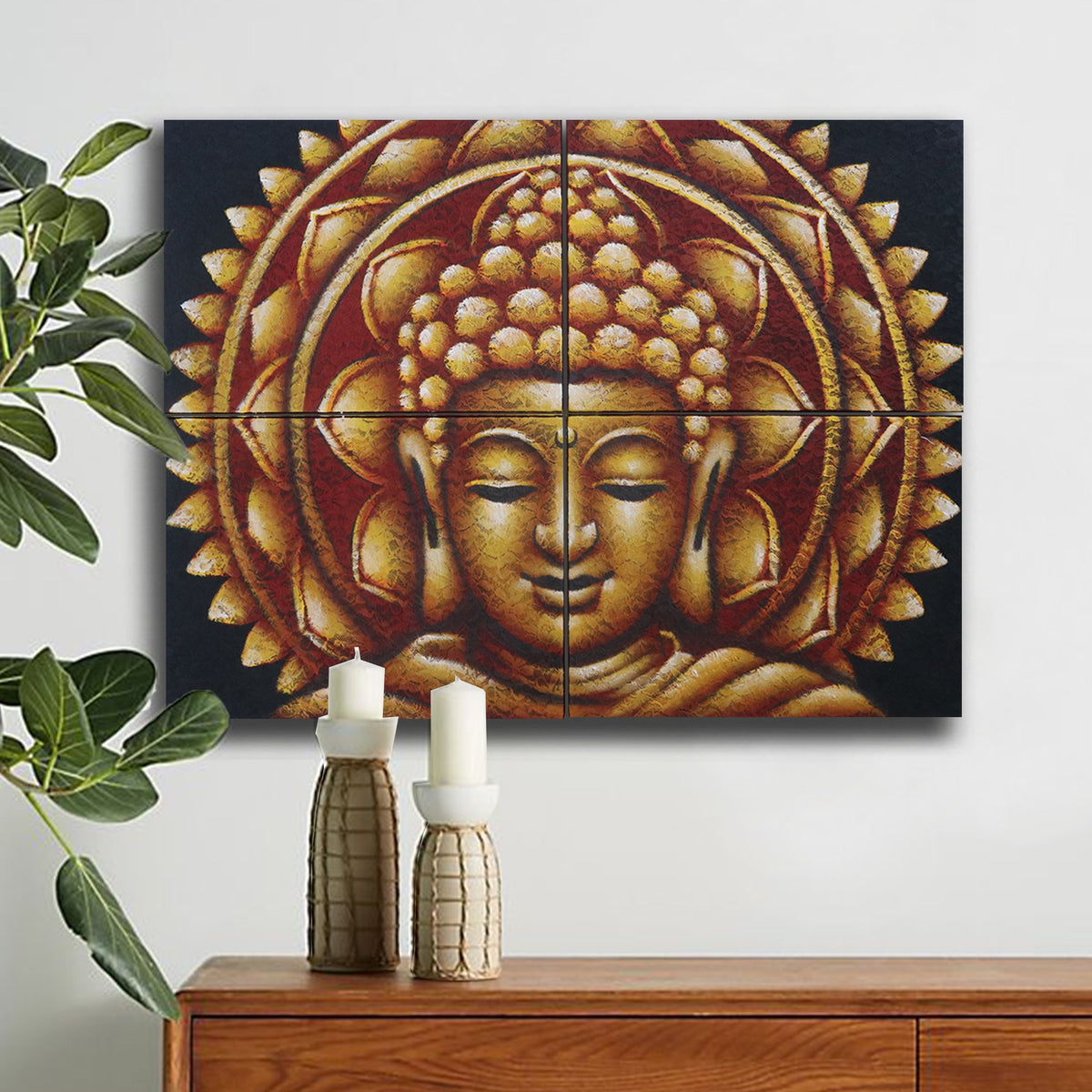 Set of 4 Gold Buddha Mandala Brocade Detail 30x40cm product image 2