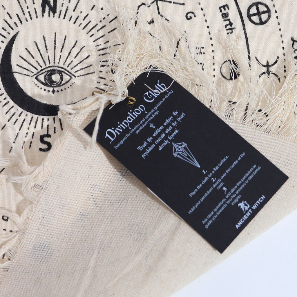 Ancient Witch Pendulum Divination Cloth - All Seeing Eye - Natural & Black product image 2