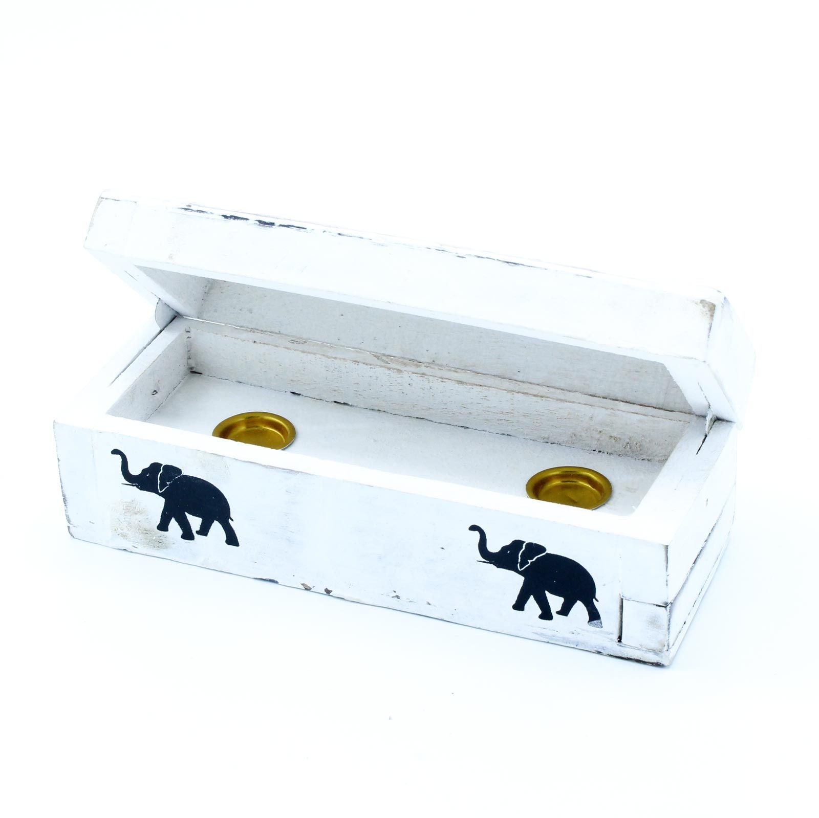 White Washed Incense Holder - Cone Smoke Box 15 cm product image
