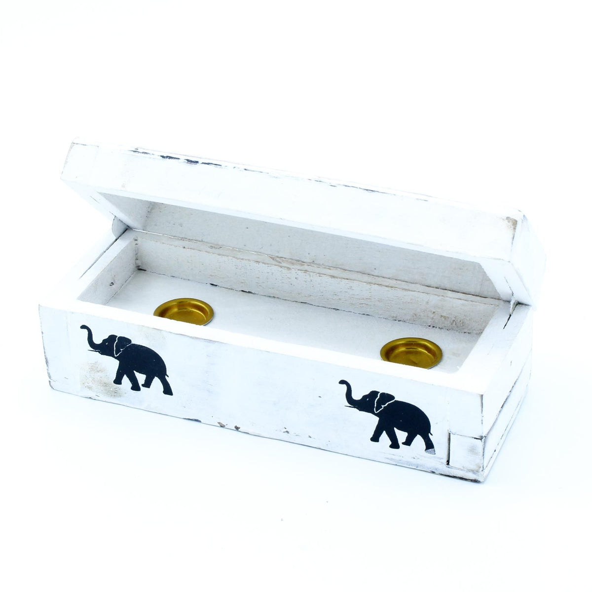 White Washed Incense Holder - Cone Smoke Box 15 cm product image