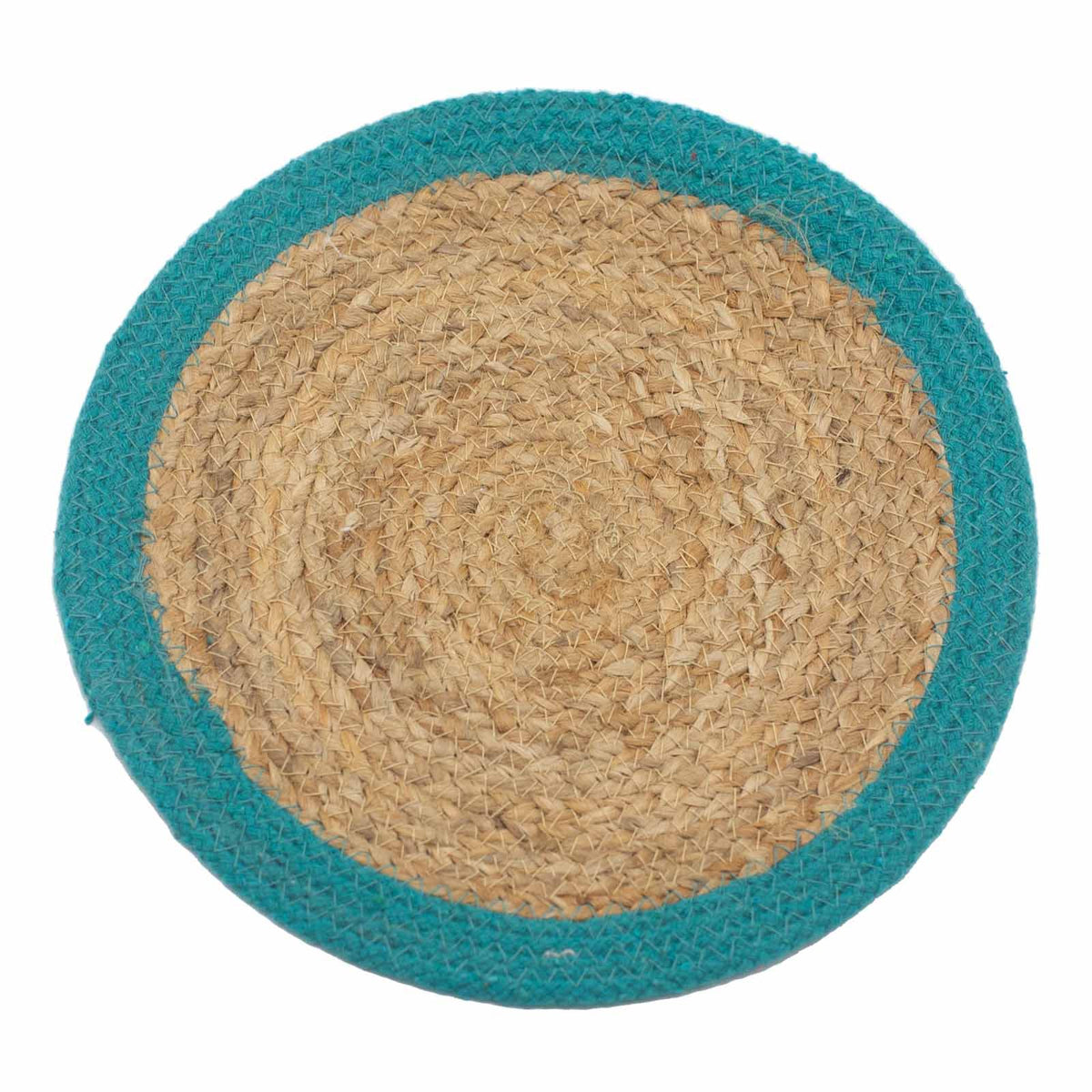 Natural Place Mat - Jute & Cotton 30cm - Teal Border product image 2