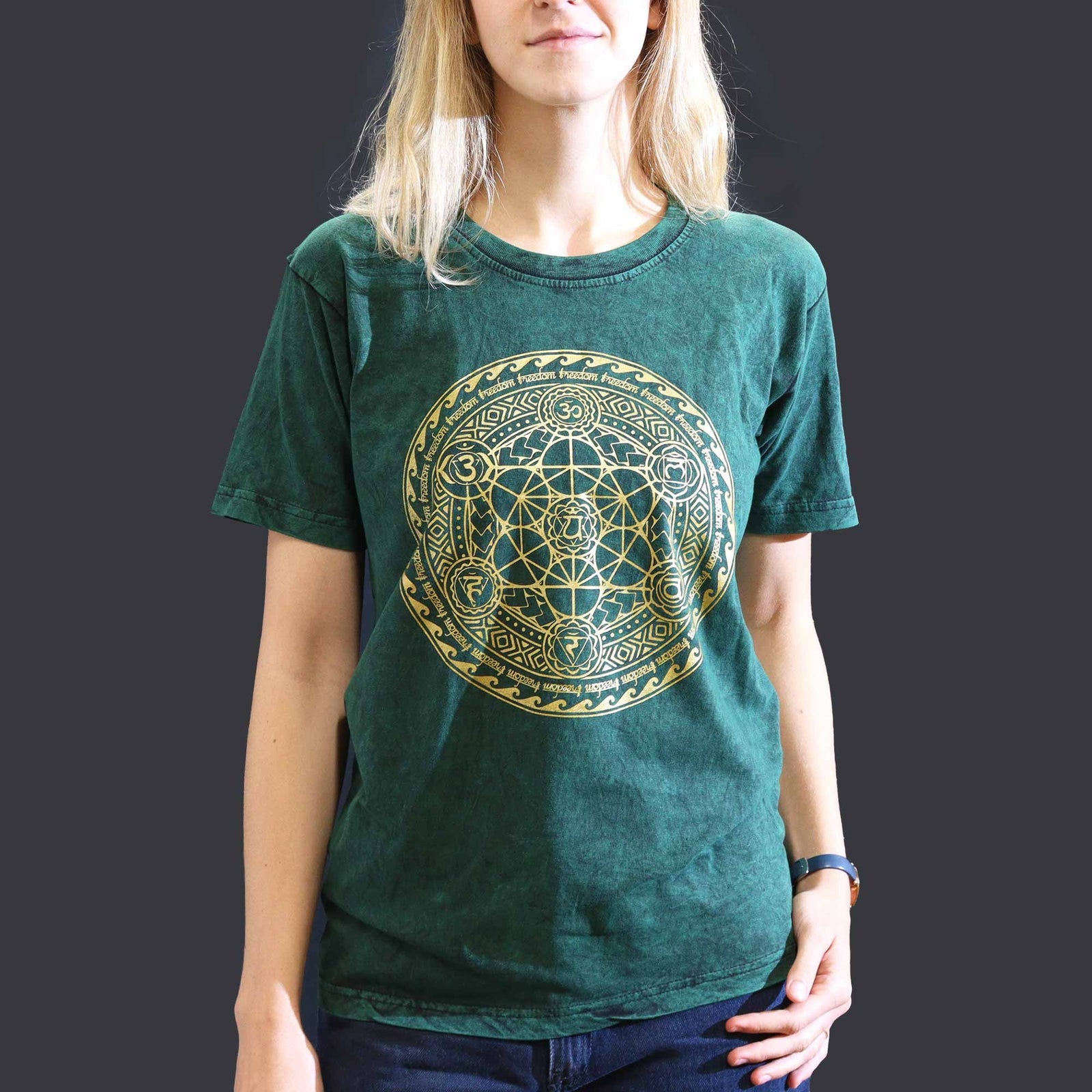 Nomad Sari Stonewashed Cotton T-Shirt – Chakra – Green – Small product image